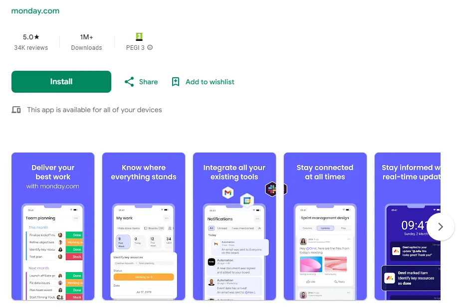monday crm mobile app